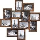 SONGMICS 4x6 Collage Picture Frames, 12-Pack Photo Collage Frame for Wall Decor, Glass Front, Assembly Required, Rustic Brown