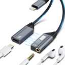 [Apple MFi Certified] Magnetic 2-in-1 Lightning to 3.5mm Headphone Audio Jack & Fast Charger Adapter Splitter Converter Dongle Aux Cable Accessories for iPhone 14/13/12/11/XS/XR/SE/8/7/Max/Pro, iPad