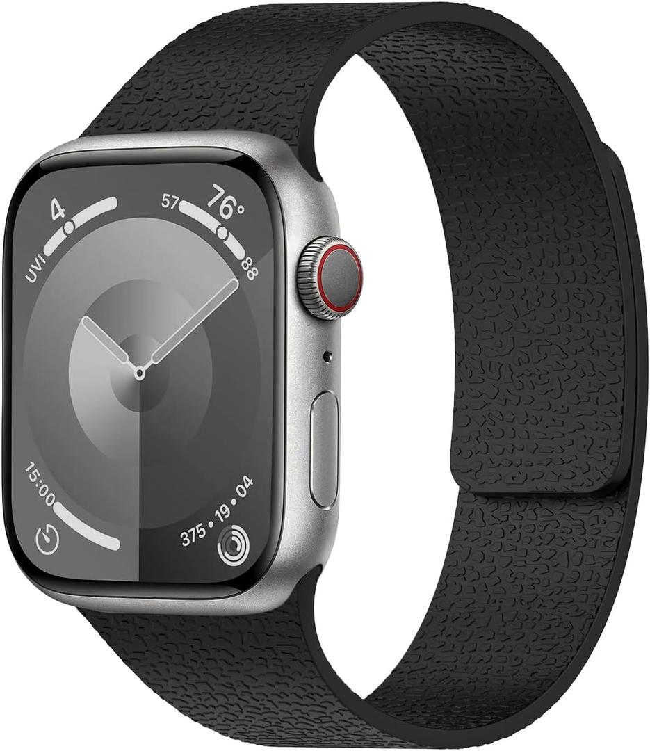Magnetic Silicone Band Compatible with Apple Watch Band 38mm 40mm 41mm 42mm 44mm 45mm 46mm 49mm Women Men, Soft Waterproof Sport Strap for iWatch Series 11 10 9 8 7 6 5 4 3 2 1 SE Ultra (Black)