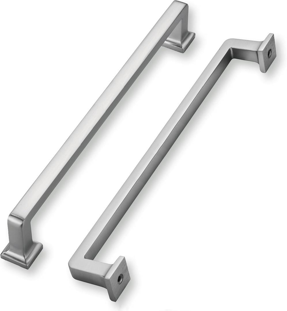 khtumeware 2 Pack Brushed Nickel Cabinet Pulls, 12 Inch(305mm) Hole Centers Solid Satin Nickel Cabinet Handles Kitchen Hardware Straight Bar for Cabinets and Drawer Pulls
