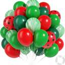 60pcs Watermelon Balloons 12inch with Red Dark Green Balloons for Watermelon Birthday One in a Melon Party Decorations