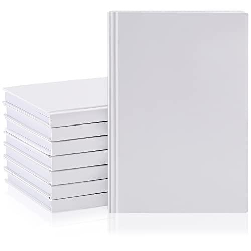 Henoyso 8 Pcs A5 Blank Notebooks Journals Bulk 100 Sheets/200 Pages Unlined Craft Notebooks Kraft Sketchbooks Hardcover for Writing Drawing for Gifts Students School Office, 8.3 x 5.7 in (White)