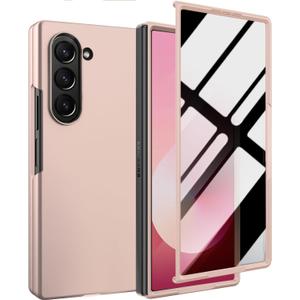 Z Fold 6 Privacy Case,for Galaxy Z Fold 6 Full Body Cover Built-in Anti Peeping Screen Protector,Hard PC Ultra-Thin Shockproof Protective Phone Cases for Galaxy Z FOLD6,Rose (Pink)