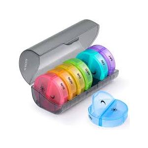 Sukuos Large Weekly Pill Organizer 2 Times a Day, Daily Pill Box 7 Day Easy to Open with Double Protection, AM PM Pill Case for Medicine/Vitamin/Fish Oil/Supplements 2 Pack