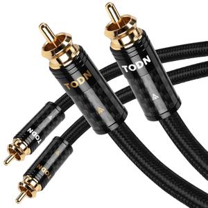 TODN HiFi RCA Cables Audiophile RCA to RCA Male Silver-Plated-OCC Core Shielded Audio Cable for Home Stereo Systems (6.5ft/2m, 1 Pair)