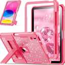 INFILAND Kids Case for iPad A16 11 inch 11th Generation,iPad 10th Generation Case 10.9 Inch, Heavy Duty Shockproof Protective Cover with Kickstand, Glitter Cute Shell for Girls, Women, Kids (Pink)