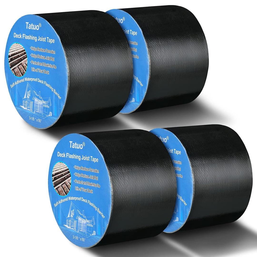 Deck Joist Tape for Decking Flashing Tape Butyl Tape Deck Joist Tape (3-1/8 Inch x 50 Ft, 4 Rolls)