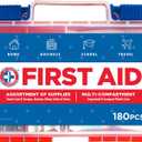 Be Smart Get Prepared 180 Piece First Aid Kit: Clean, Treat, Protect Minor Cuts, Scrapes. Home, Office, Car, School, Business, Travel, Emergency, Survival, Hunting, Outdoor, Camping & Sports, FSA HSA