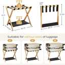 oakvivo Fully Assembled Luggage Racks Pack of 2, Bamboo Natural Foldable Luggage Rack for Guest Room, Suitcase Stand with Fabric Storage Shelf for Hotel, 5 Nylon Straps, 26.77" W x 16.93" D x 22.5" H