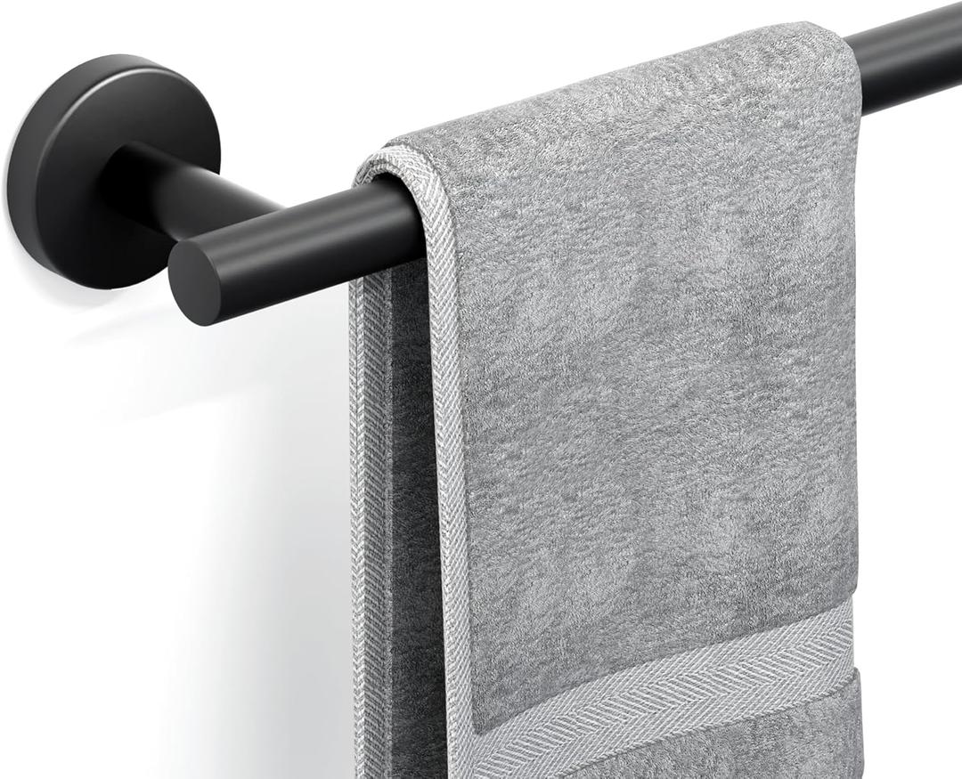 Matte Black Towel Bar, 14 Inch Towel Racks for Bathroom Wall Mounted, SUS304 Stainless Steel Bathroom Towel Holder, Total Length 16.4 Inch Towel Bars