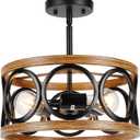 Farmhouse Semi Flush Mount Ceiling Light Fixtures, 3-Light Black Ceiling Light Rustic Light Fixtures for Hallway Entrance Kitchen Bedroom
