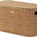 Coeusy Toilet Paper Basket with Lid,Paper Rope Decor Basket for Bathroom Organizers and Storage,Holds Up to 6 Mega Rolls,Decorative Hand-Woven Bathroom Bedroom Living Room Decor