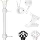 Flag Pole for Outside-6ft with Plastic Decorative Finial, White Flagpole Kit with Metal Holder, Two Tangle-Free Flag Pole Rings for House, Porch, Yard