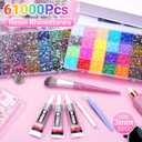 61000Pcs 56 Colors Jelly Rhinestones for Bedazzling, 2 Boxes Resin Multicolor 3mm Flatback Gems for Crafting, Bedazzler Kit with 3Pcs 15ml B7000 Jewelry Glue for Crafts Clothes Book Shoes Nail Art