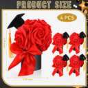 Suncalla 4 Pack Red Graduation Flower Box Table Centerpiece Class of 2026 Graduation Cap Preserved Flowers in a Box for Congrats Grad Party Decor Supplies Flower Arrangements Decorations
