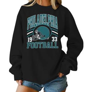 MNLYBABY Football Sweatshirt Women Game Day Sweatshirts Football Team Fans Pullover Long Sleeve Crew Neck Tops (Black, M)