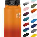Fanhaw 20 oz Insulated Stainless Steel Water Bottle with Straw Lid, Leakproof & Anti-Dust Sports Bottle for Kids, Women & Men (Yellow Orange)
