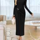 ZESICA Women's 2026 Spring Long Sleeve Bodycon Dress Mock Neck Wedding Guest Cocktail Party Long Midi Dresses (Black, S)