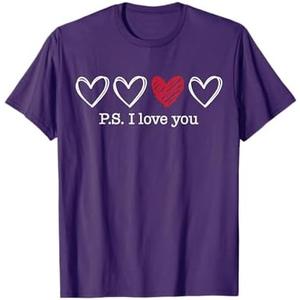 PS I Love You Day Valentine's Day Purple Heart Women Men Kid T-Shirt 4T Toddler