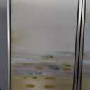 Set of 2 Framed Abstract Coastal Wall Art Paintings, Soft Neutral Tones, Silver Metal Frames