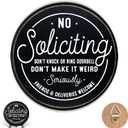 No Soliciting Sign Wall Art Decor for Front Door, Funny Do Not Knock or Ring Doorbell Sign, Black Front Door Hanging Decor, 6 Inches Wood Plaque House Accessories for Home