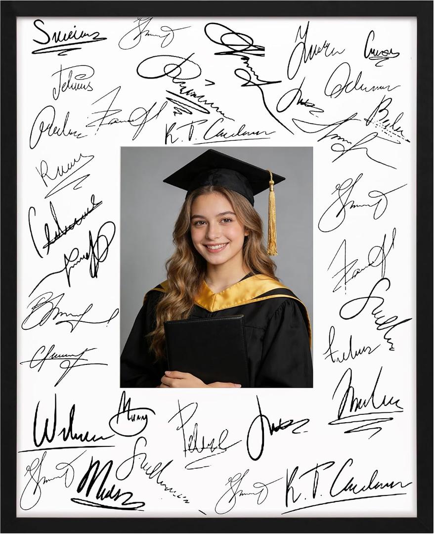 Eletecpro 16x20 Signable Picture Frame with Clear Acrylic Cover, Signature Photo Frame with Mat Display 8x10 Photo for Wall Mount, Wedding Guest Book Alternative, Graduation Decoration, Black