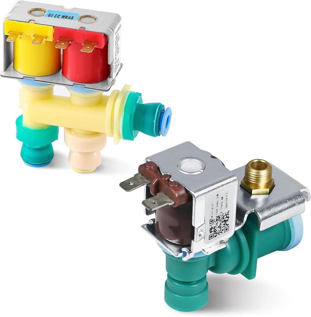 WPW10238100 W10238100 & WPW10341320 W10341320 Combination Refrigerator Water Inlet Valve Compatible with Whirlpool, Kenmore, Kitchen-Aid