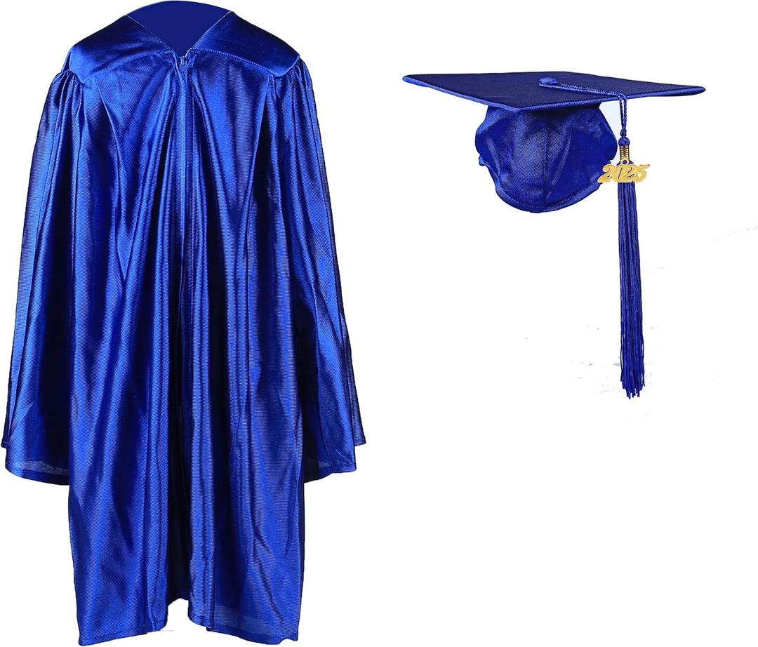 Shiny Kindergarten Graduation Cap and Gown Set (Blue)