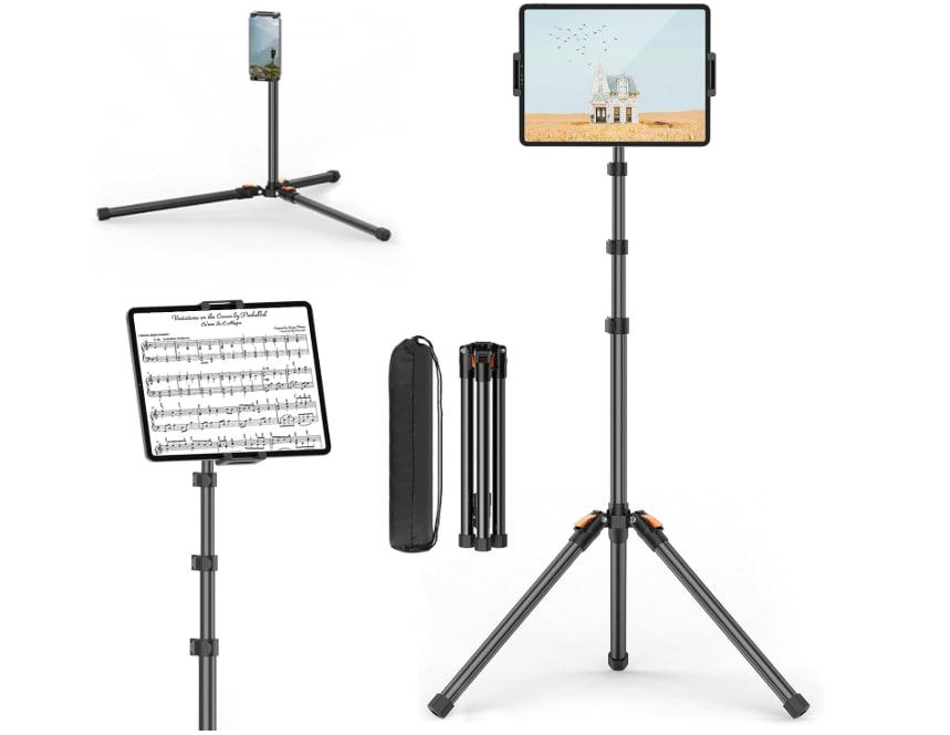 XXZU 72in Tablet Floor Stand Tripod,Tablet Stand Floor with 360° Ball Head,Height Adjustable Floor Stand Holder with Case,Tall Tripod for Phone/Music/Stream/Recording and All 4.713” Devices