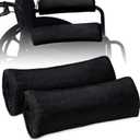 2PCS Wheelchair Armrest Pads with Hook and Loop Straps, Soft & Warm Short-Pile Plush Wheelchair Armrest Pads, Non Slip Arm Rest Covers for Handicapped/Adult, Comfort Foam Wheel Chair Arm Cushion-Black
