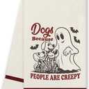 Funny Halloween Kitchen Towels - Dog Halloween Decor, Retro Vintage Ghost Skeleton Dog Hand Towels Dishcloth for Kitchen Bathroom Decorative, 16x24 Inch