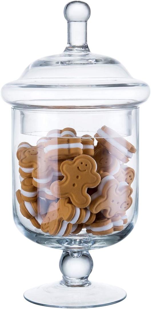 Diamond Star Clear Glass Apothecary Jars, Small Candy Buffet Display Elegant Storage Jar, Decorative Wedding Candy Organizer Canisters (Height: 9" Body: 5"; 22 FL.OZ)