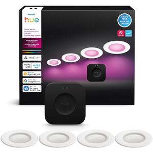 Philips Hue Starter Kit: Bridge Pro & 4 Retrofit Recessed Downlights 5/6-inch, White & Color Ambiance, Dimmable, Smart Light Hub, Works with Voice