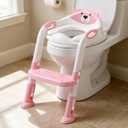Potty Training Seat with Step Stool Ladder, SKYROKU Potty Training Toilet for Kids Boys Girls Toddlers - Comfortable Safe Potty Seat with Anti-Slip Pads Ladder 8838-Pink