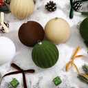 12 Pcs 4 Inch Large Velvet Christmas Balls with 24 Pcs 5.9 x 8.7 Inch Velvet Xmas Tree Bows Christmas Flocked Ornaments Set Hanging Decors for Tree Garland Holiday Party Decors(Neutral)