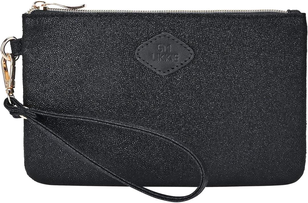 GM LIKKIE Wristlet Purse for Women, Evening Clutch Purse with strap for Party and Prom, Beach Bag for Summer (Black)