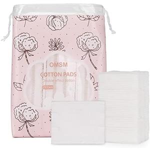 OMSM Cotton Pads, Facial Lip & Eye Makeup Remover Pads,100% Pure Cotton Effective Cosmetic Cotton Squares,Hypoallergenic, Lint-Free(222PCS)
