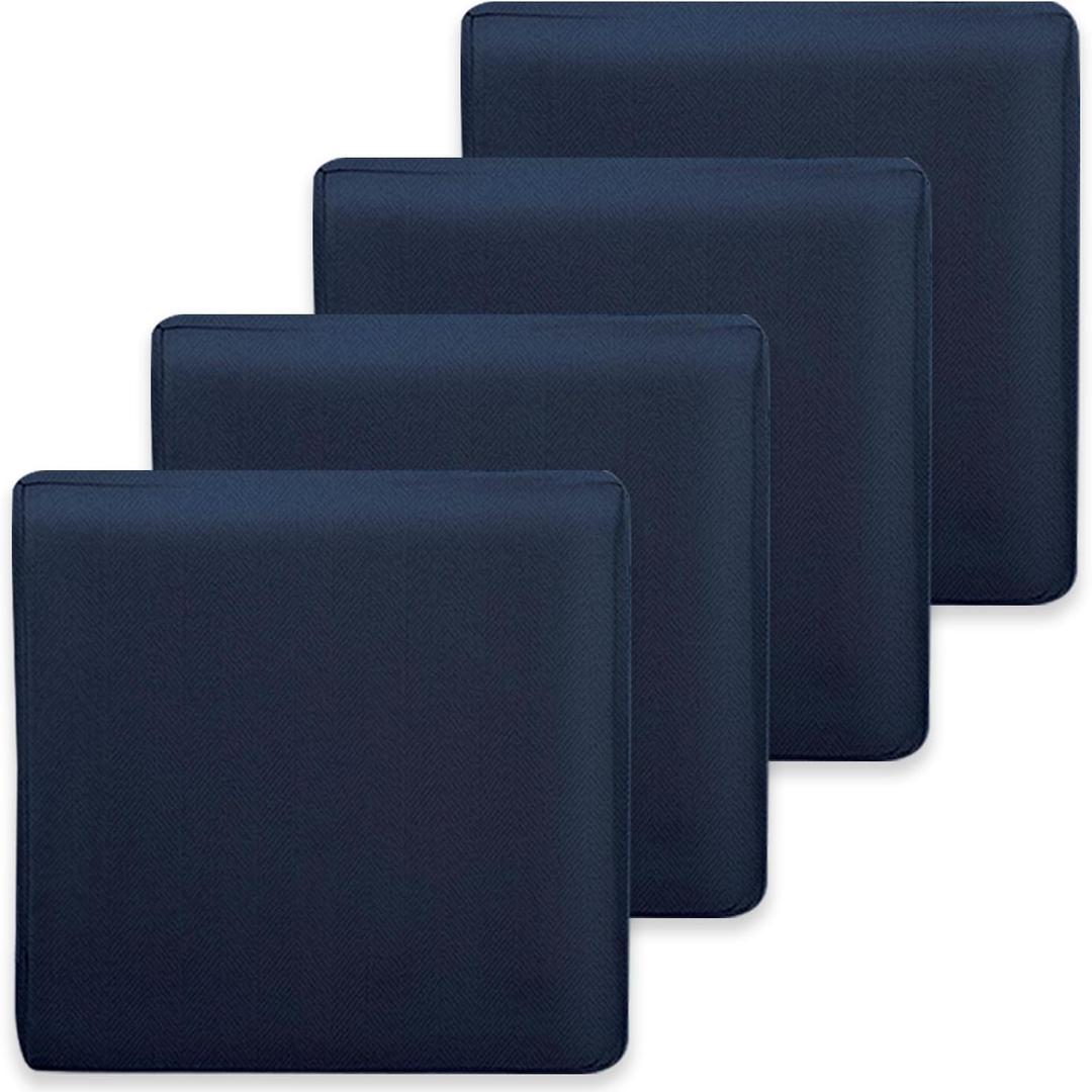 Patio Cushion Covers Only 22x20x4 inch 4 Pack Waterproof Outdoor Cushion Covers Outdoor Seat Cushion Slipcover with Zipper (Navy Blue)