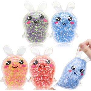 Easter Basket Stuffers,4 Pack Squishy Easter Bunny Stress Balls for Kids Adults Teens Girls,Easter Fidget Toys for Kids Girls Boys, Easter Party Favor Gifts for Children