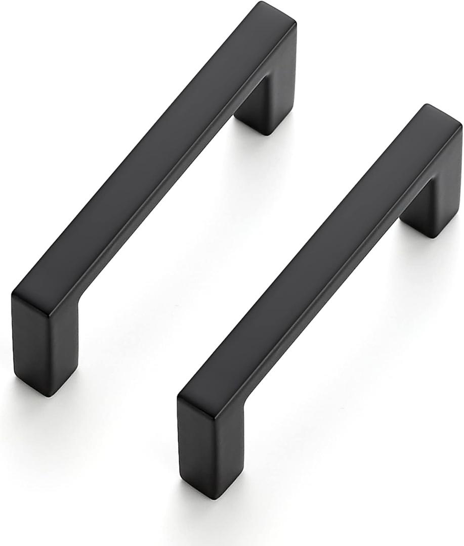 Ravinte 25 Pack Matte Black Cabinet Pulls, 2-1/2 Inch (64mm) Hole Center Slim Kitchen Handles, Square Drawer Pulls for Cabinets & Cupboards, Hardware