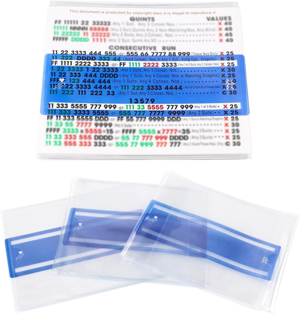 Mahjong Card Line Positioning Set (4Pcs Mahjong Line Finder and 4Pcs Card Sleeve) Applicable for 2026, Quickly Track Line Guides, Easy to Remove and Keep In One Place, Mah jong Accessories, Blue