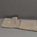 jinchan Linen Kitchen Curtains 36 Inch Length Striped Tier Curtains Ticking Stripe Small Drapes for Living Room Bathroom Cafe Small Window Farmhouse Rustic Pinstripe Rod Pocket 2 Panels Tan