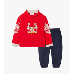 Mud Kingdom Little Boy Girls Outfits Tang Style Chinese New Year Suit Traditional Sets Size 6-7