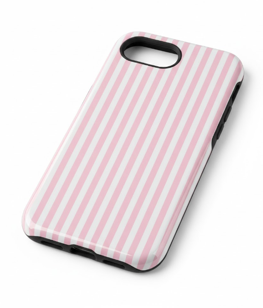 Jusy Compatible with MagSafe Striped Phone Case for iPhone 16e, Cute Aesthetic Magnetic Soft TPU and Hard PC Protective Phone Cover for Women Girls (Matte)  Pink and White