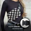 Boutique Fleece Belt Bag | Sherpa Checkered Crossbody Fanny Pack for Women | Fashionable Cute Waist Pack | Small Chest Bag | Gold Accessories | Adjustable Extended Strap | Black Checker