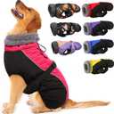 IECOii Extra Warm Dog Coat - Reflective, Adjustable Jacket with Buckle & Turtleneck for Cold Weather - Soft Winter Coat for Small to Extra Large Dogs (Small(Chest:12.6-16.5 in), Rosered)