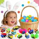 Prefilled Easter Eggs with Mochi Squishy 28Pcs Cute Animals Mochi to Squeeze, Stress Relief Fidget Party Favor Classroom Class Exchange Prizes