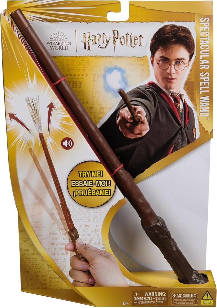 Wizarding World, Harry Potter 11-inch Spectacular Spell Magic Wand with Sparkle Visual Effect & Sounds, Kids Toys, Gifts & Stocking Stuffers for Ages 6 and up