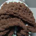 L'AGRATY Chunky Knit Blanket Throw: 50''x60'' Chenille Chunky Knitted Throw Blankets for Bed Couch - Handmade Thick Cable Knit Blanket - Large Crochet Rope Blankets for Home Decor (Brown Green Striped)