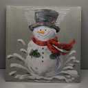 Christmas Wall art,Snowman with Hat Modern Painting Picture Print on Canvas Artwork Winter Scene for Christmas Décor New Year Home Decor,24" x 24"